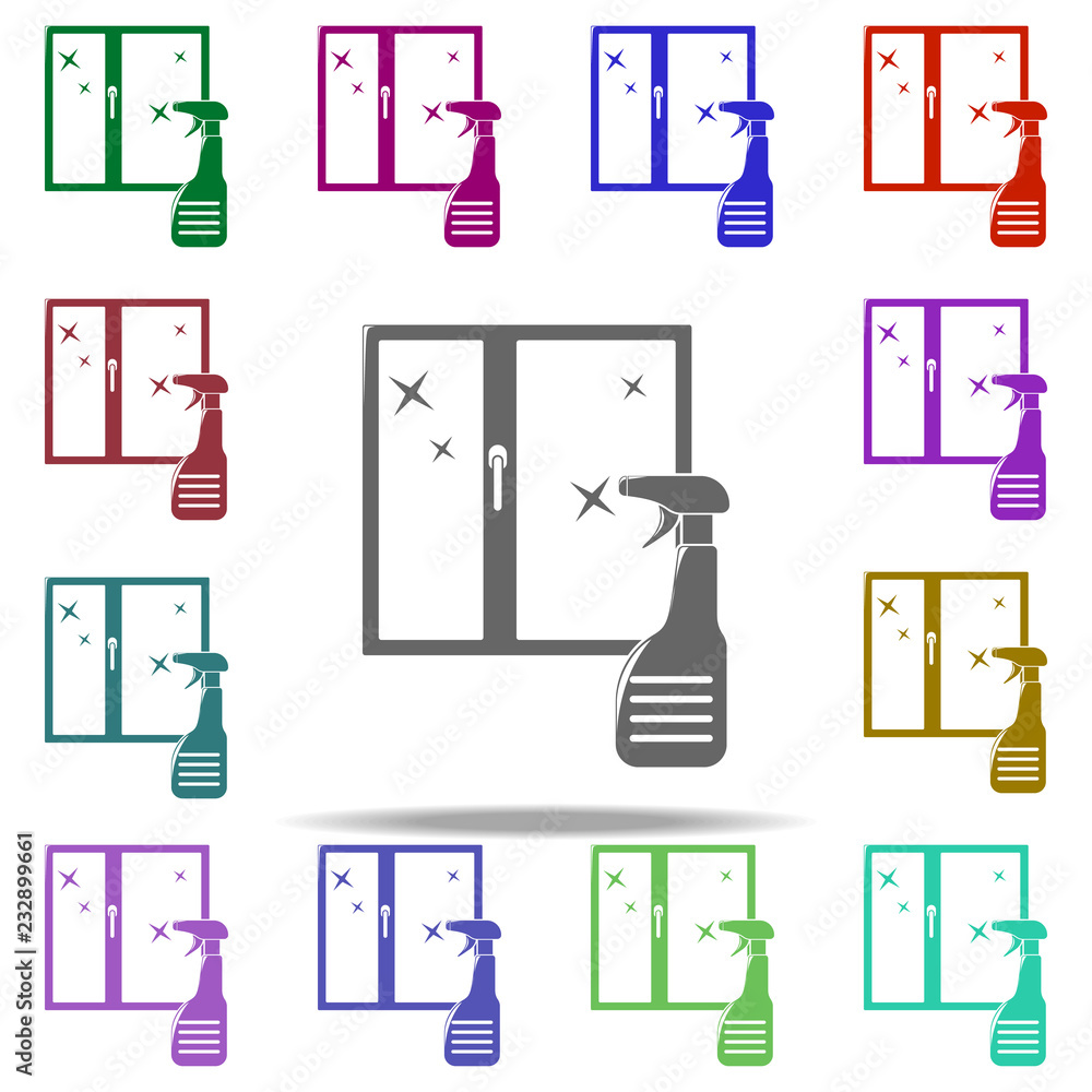 Poster window cleaning liquid icon. elements of cleaners in multi color style icons. simple icon for websit