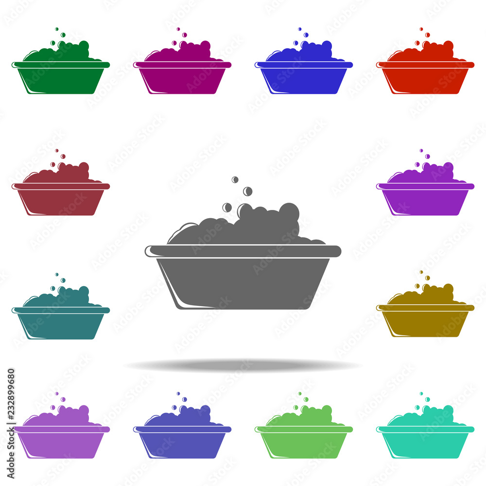 Poster foam in the bathroom for linen icon. elements of cleaners in multi color style icons. simple icon fo