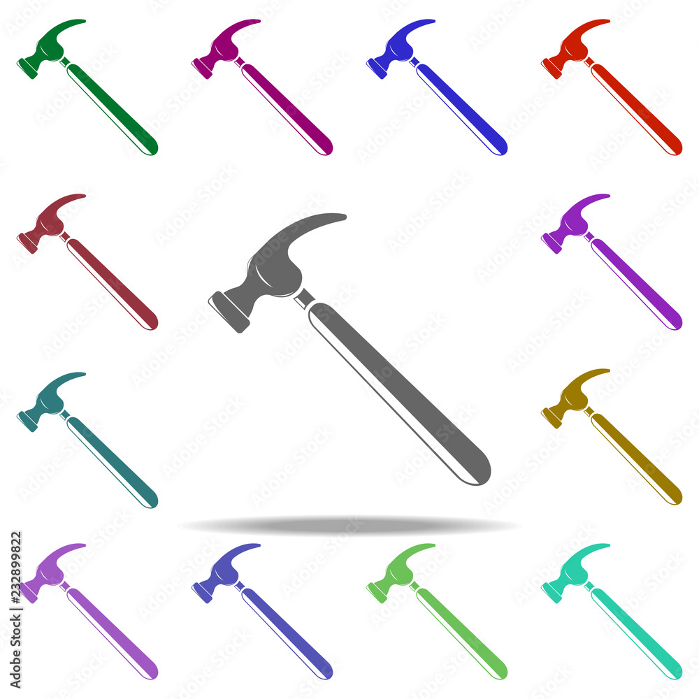 Poster a hammer icon. elements of construction tools in multi color style icons. simple icon for websites, 
