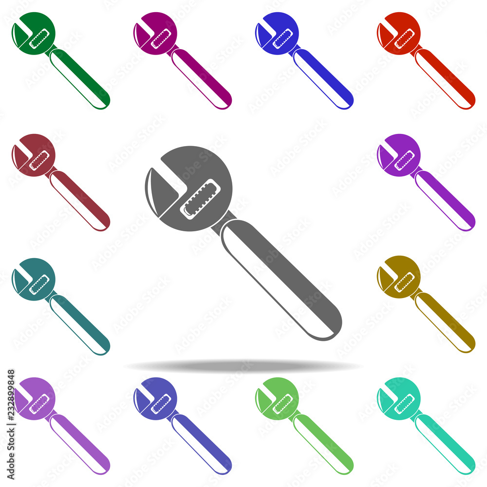 Poster adjustable construction key icon. elements of construction tools in multi color style icons. simple 