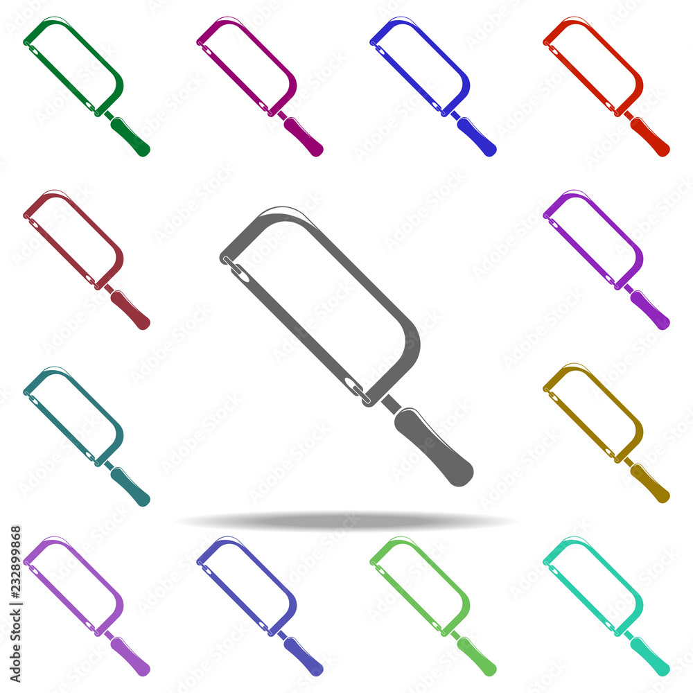 Poster hacksaw icon. elements of construction tools in multi color style icons. simple icon for websites, w