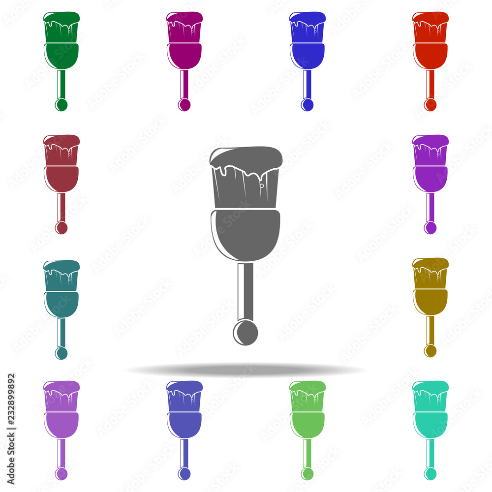 Poster construction brush icon. elements of construction tools in multi color style icons. simple icon for 