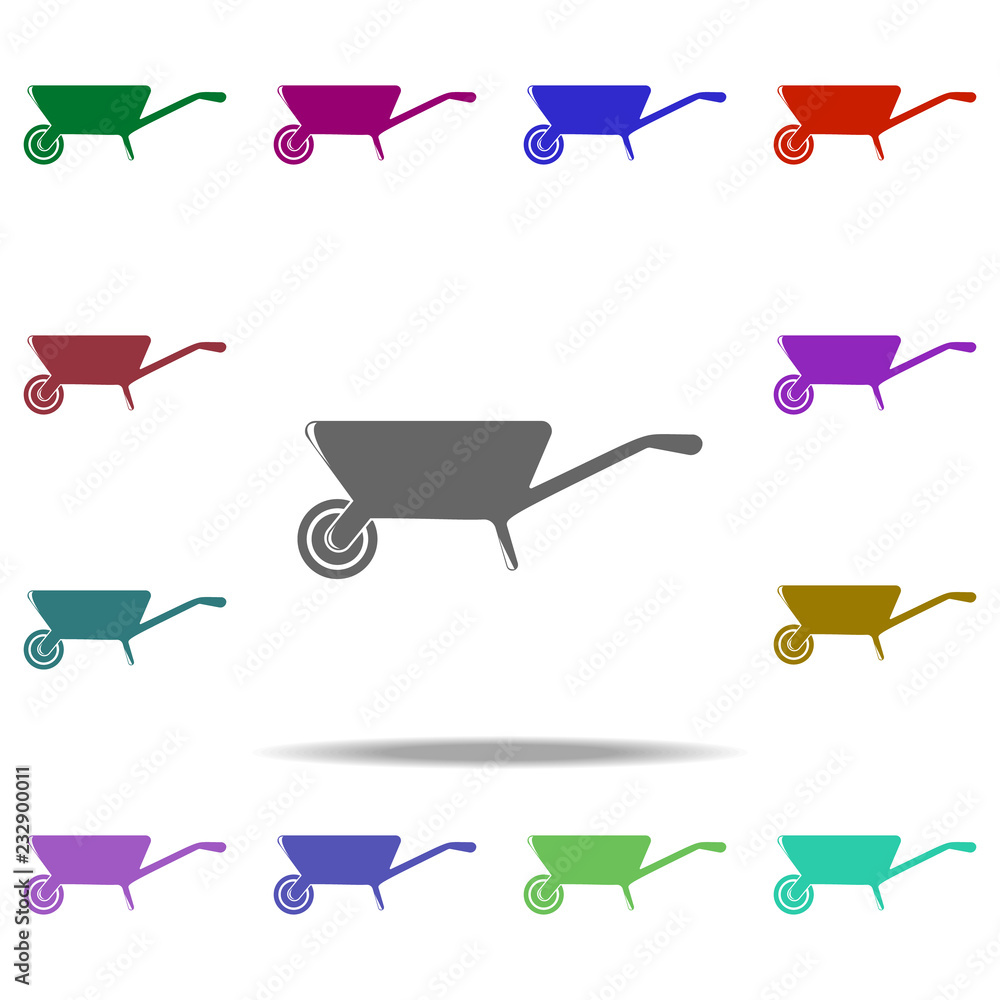 Poster wheelbarrow icon. elements of construction tools in multi color style icons. simple icon for website