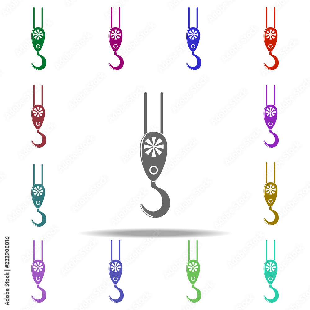 Poster crane hook icon. elements of construction tools in multi color style icons. simple icon for websites