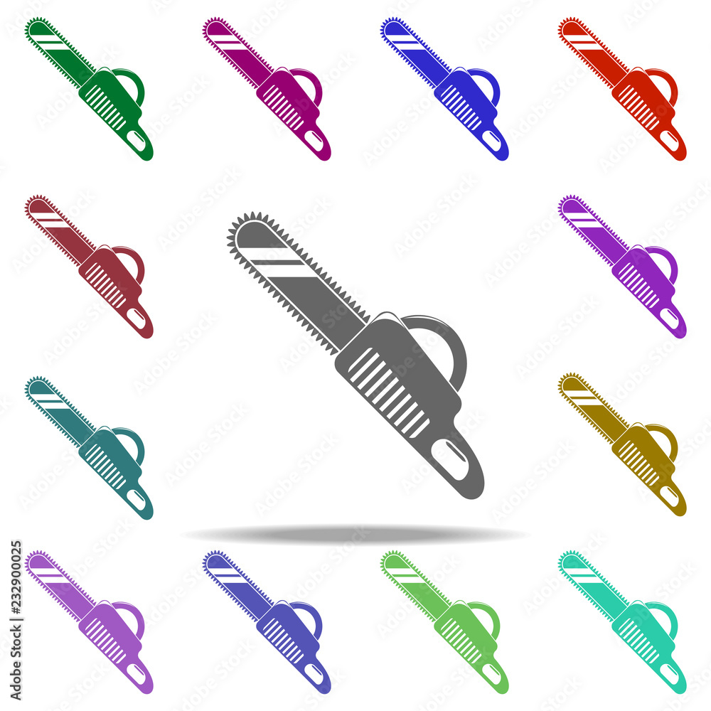Poster chainsaw icon. elements of construction tools in multi color style icons. simple icon for websites, 