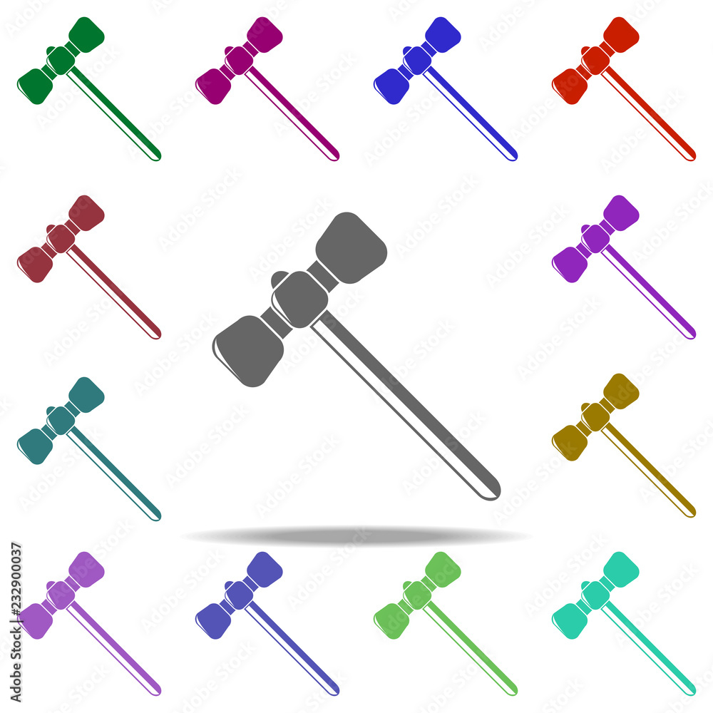 Poster a hammer icon. elements of construction tools in multi color style icons. simple icon for websites, 