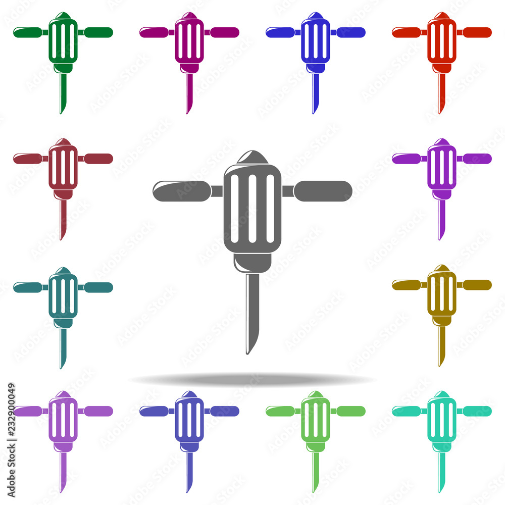 Poster construction jackhammer icon. elements of construction tools in multi color style icons. simple icon