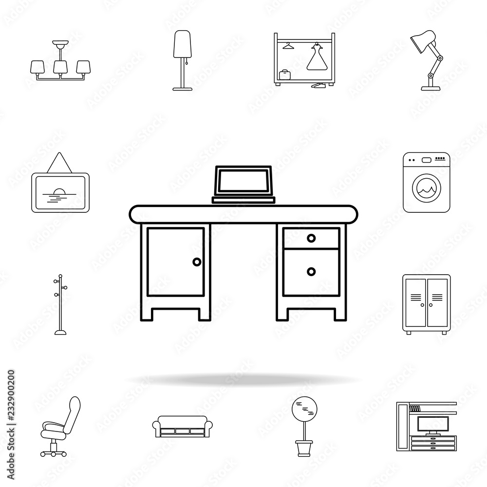Poster computer table icon. furniture icons universal set for web and mobile