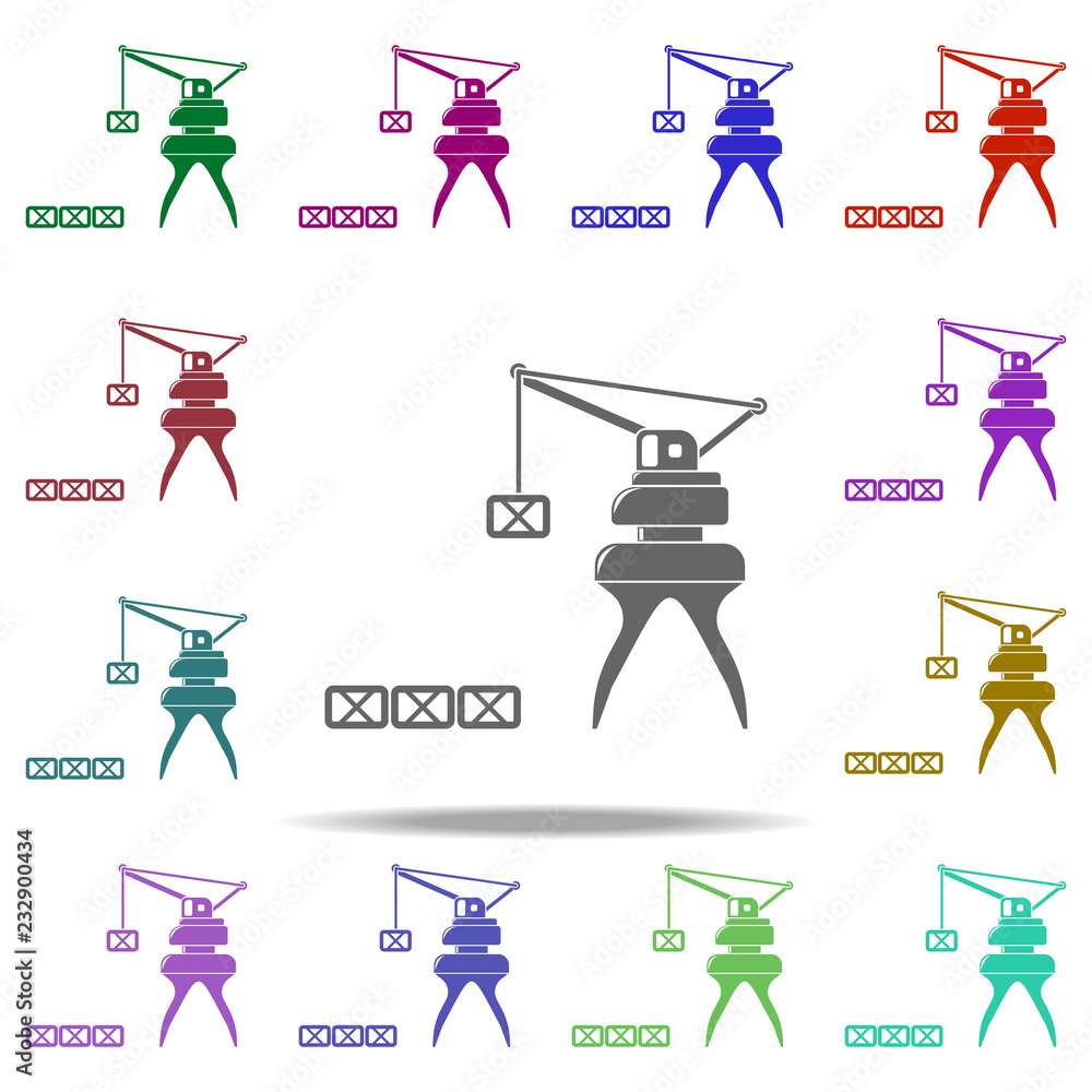 Poster crane with load of crane with load icon. elements of logistic in multi color style icons. simple ico