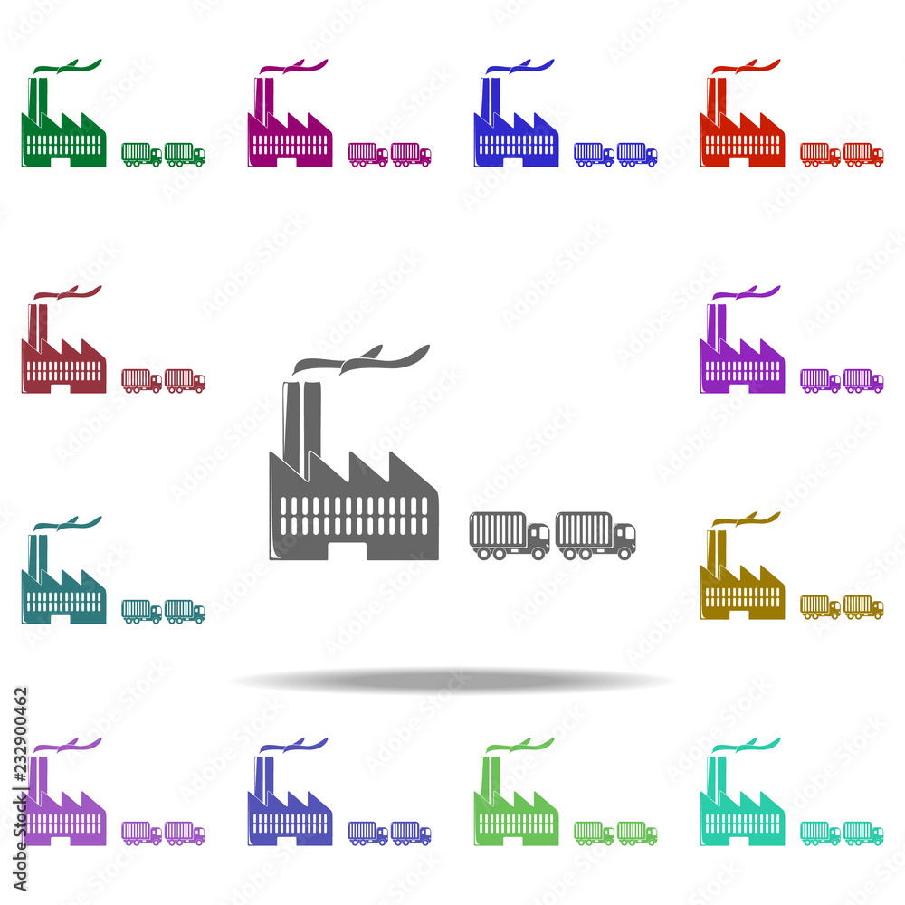 Poster trucks and plant icon. elements of logistic in multi color style icons. simple icon for websites, we