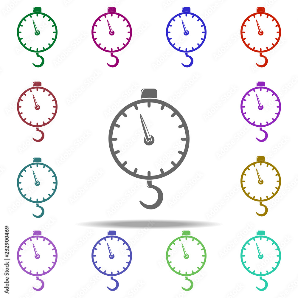Poster scales with a hook icon. elements of logistic in multi color style icons. simple icon for websites, 