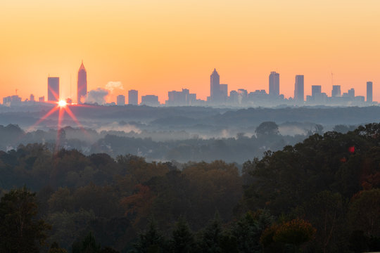 Morning sunrise over Atlanta skyline.