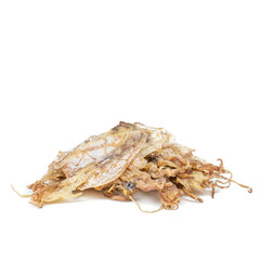 Dried squids isolated on white background