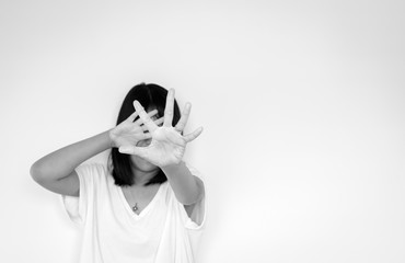 Hands woman stop harassment sexual abuse