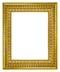 Gold vintage picture and photo frame isolated.