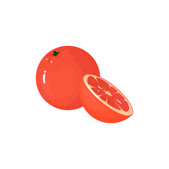 Cartoon fresh grapefruit isolated icon on white