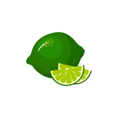 Cartoon fresh lime isolated on white background