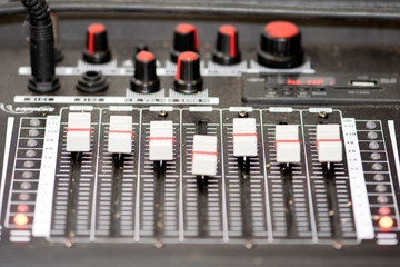 Close up audio control desk