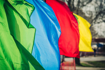 colorful flags on the wind