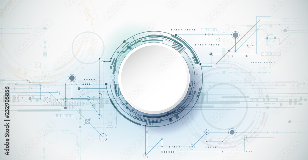 Aufkleber vector design 3d paper circle with circuit board. illustration abstract modern futuristic, engineeri