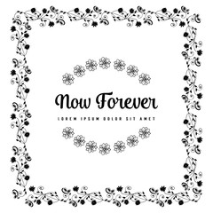 Elegant floral frame for now forever card vector collection