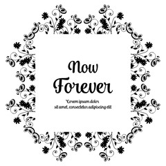 Elegant floral frame for now forever card vector collection
