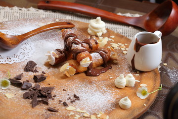 wafer tubes with cream and chocolate
