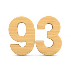 Number ninety three on white background. Isolated 3D illustration