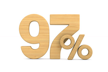 ninety seven percent on white background. Isolated 3D illustration