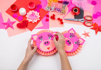 Children's master class hand-made paper pig