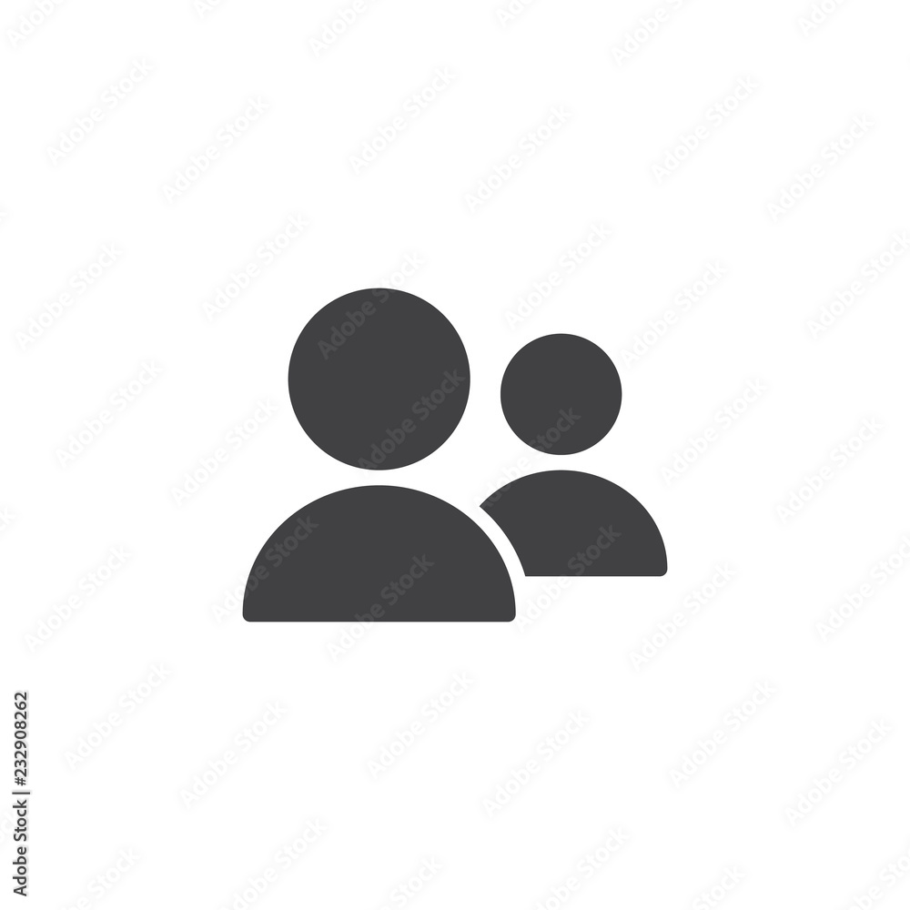 Poster two users vector icon. filled flat sign for mobile concept and web design. friends avatar simple sol