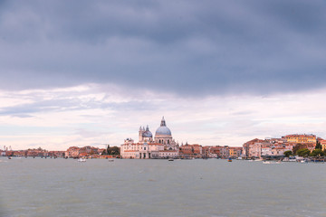 Obraz premium VENICE, ITALY- OCTOBER 30, 2018: view of Punta della Dogana and of the Basílica de Santa Maria della Salute