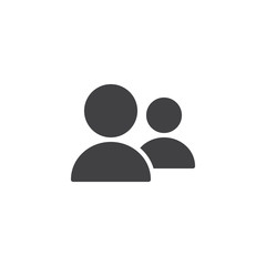 Two users vector icon. filled flat sign for mobile concept and web design. Friends avatar simple solid icon. Symbol, logo illustration. Pixel perfect vector graphics
