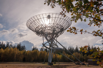 Impression of the Westerbork Synthesis Radio Telescope, an aperture synthesis interferometer, in the Dutch province of Drenthe, on a sunny fall afternoon.