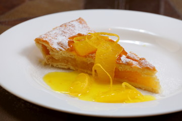 traditional lemon pie with tea