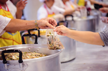 The donation is a hope for hungry people to fight : Care concept