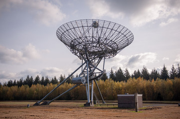 Impression of the Westerbork Synthesis Radio Telescope, an aperture synthesis interferometer, in the Dutch province of Drenthe, on a sunny fall afternoon.
