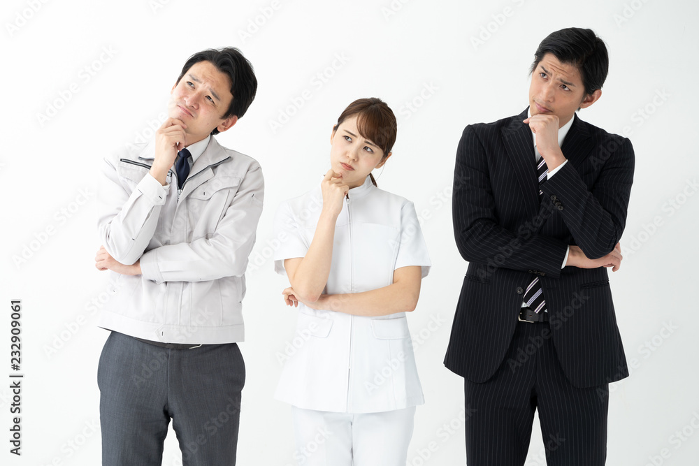 Wall mural portrait of asian business people on white background