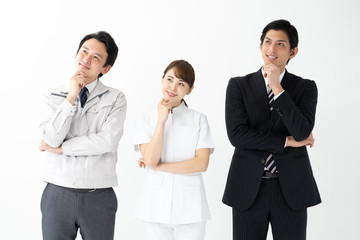 portrait of asian business people on white background