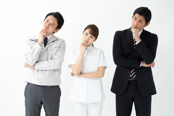 portrait of asian business people on white background