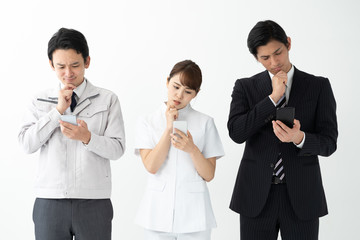 portrait of asian business people on white background