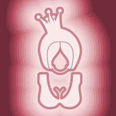 Profile view silhouette of a princess or queen. Fashion branding emblem. Retro hairstyle