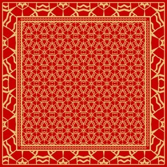 Geometric Pattern with hand-drawing floral ornament. illustration. For fabric, textile, bandana