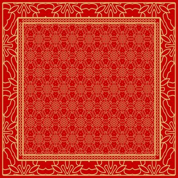 Design of a Scarf with a Geometric Flower Pattern . Vector illustration. Seamless. For Print Bandana, Shawl, Carpet, tablecloth, bed cloth, fashion