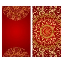 Design Vintage cards with Floral mandala pattern and ornaments. Vector template. Islam, Arabic, Indian, Mexican ottoman motifs. Hand drawn background