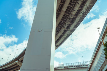 sky look up urban bridge retro background material copyspace japan tokyo
