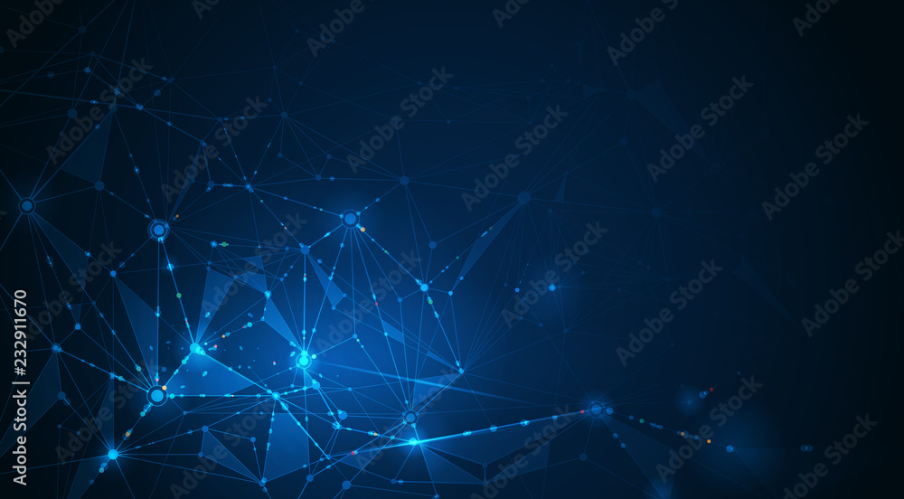 Aufkleber vector illustration molecule and internet connect technology on dark blue background. abstract inter