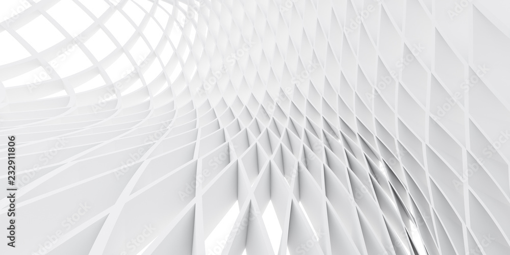 Poster abstract of white architectural structure pattern,concept of future design on architecture,3d render