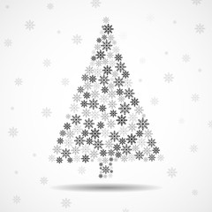 Abstract Christmas tree of snowflakes. Christmas vector