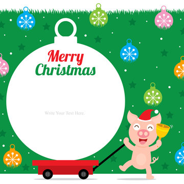 Christmas card template with cute pig
